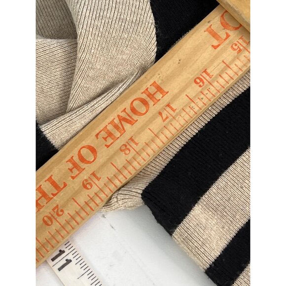 Calvin Klein Open Front Cardigan Size Medium Black Cream Striped Long Sleeve - Picture 5 of 6